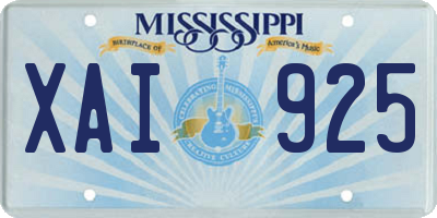 MS license plate XAI925