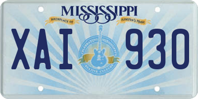 MS license plate XAI930