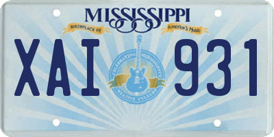 MS license plate XAI931