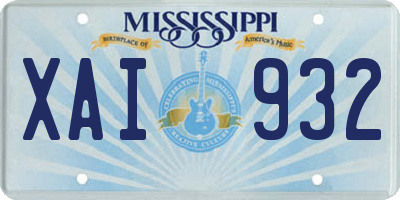 MS license plate XAI932