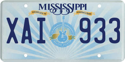 MS license plate XAI933