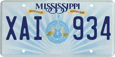 MS license plate XAI934