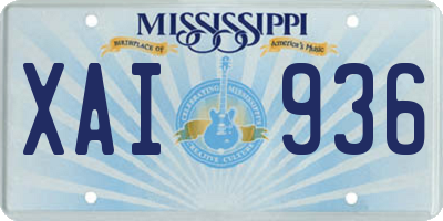 MS license plate XAI936