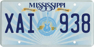 MS license plate XAI938