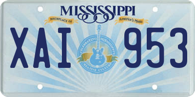 MS license plate XAI953
