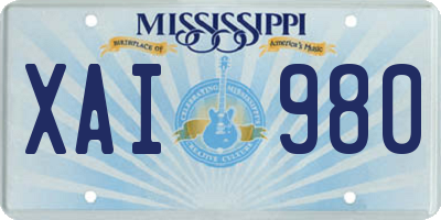 MS license plate XAI980