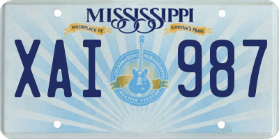 MS license plate XAI987