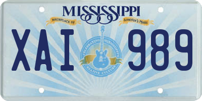 MS license plate XAI989
