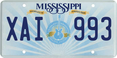 MS license plate XAI993