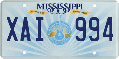 MS license plate XAI994