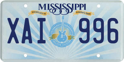 MS license plate XAI996