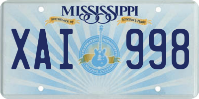 MS license plate XAI998