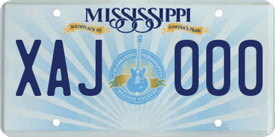 MS license plate XAJ000