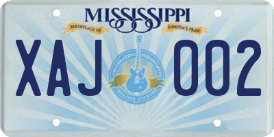 MS license plate XAJ002