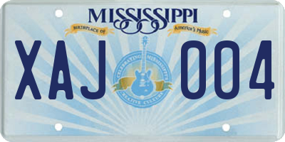MS license plate XAJ004