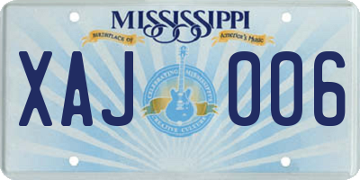 MS license plate XAJ006