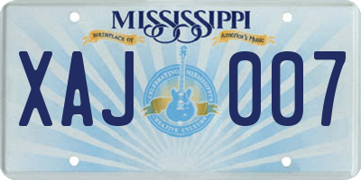 MS license plate XAJ007