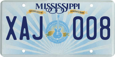 MS license plate XAJ008