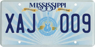 MS license plate XAJ009