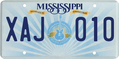 MS license plate XAJ010