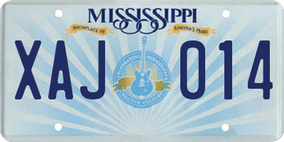 MS license plate XAJ014