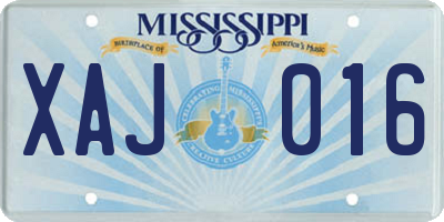 MS license plate XAJ016
