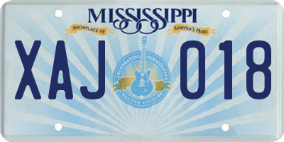 MS license plate XAJ018