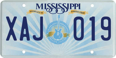 MS license plate XAJ019
