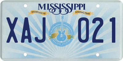 MS license plate XAJ021