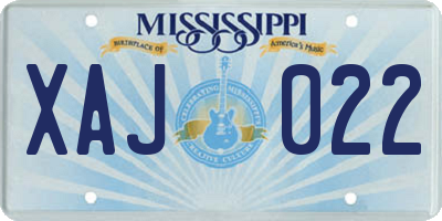 MS license plate XAJ022