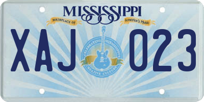 MS license plate XAJ023