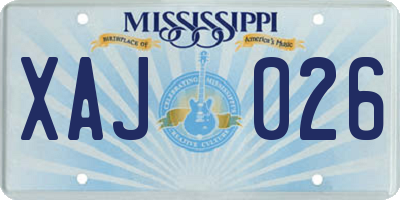 MS license plate XAJ026