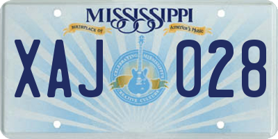 MS license plate XAJ028