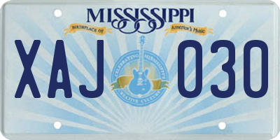 MS license plate XAJ030
