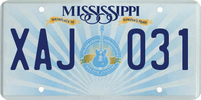 MS license plate XAJ031