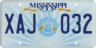 MS license plate XAJ032