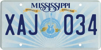MS license plate XAJ034