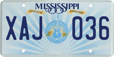 MS license plate XAJ036