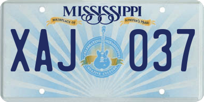 MS license plate XAJ037