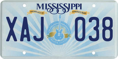 MS license plate XAJ038
