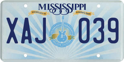 MS license plate XAJ039