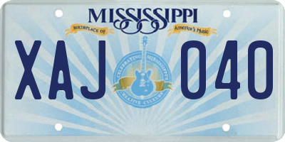 MS license plate XAJ040