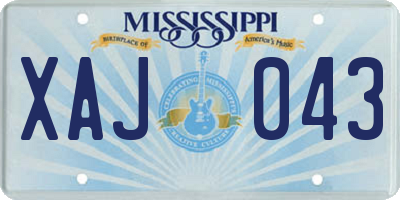 MS license plate XAJ043
