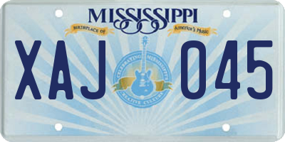 MS license plate XAJ045