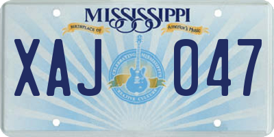 MS license plate XAJ047