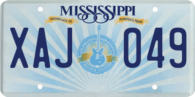 MS license plate XAJ049