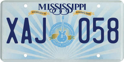 MS license plate XAJ058