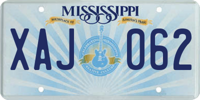 MS license plate XAJ062
