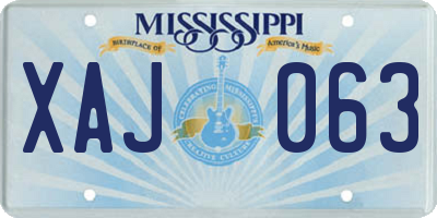 MS license plate XAJ063