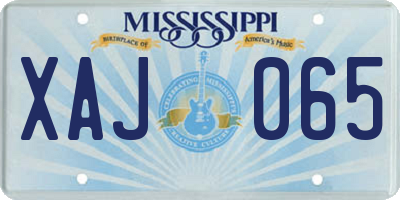 MS license plate XAJ065